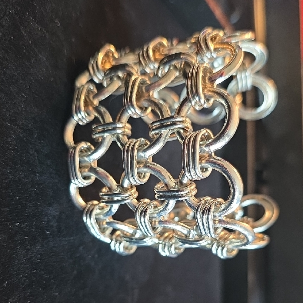 Silver Chain Link Cuff Bracelet